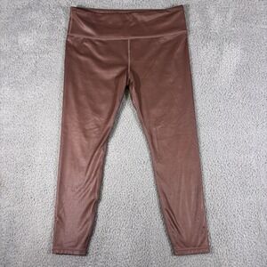 Athleta Brown Metallic High Waisted Leggings Womens Sz L Workout Athleisure